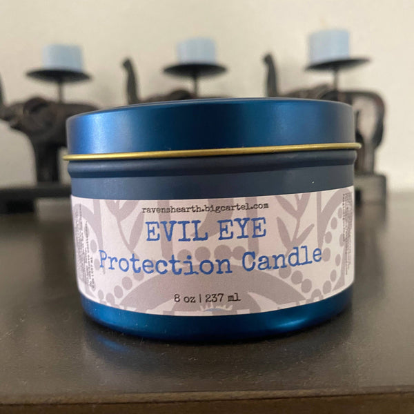 Evil Eye Candle | Large Size | Protection | Spruce & Sandalwood | 8 oz