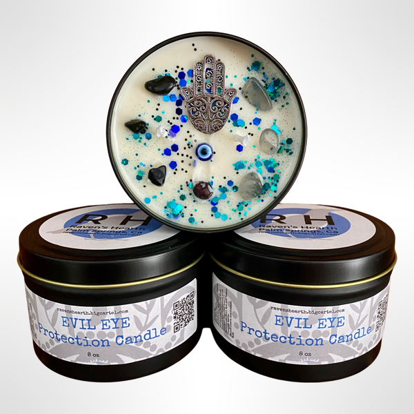 Evil Eye Candle | Large Size | Protection | Spruce & Sandalwood | 8 oz