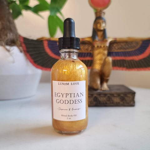 Egyptian Goddess Ritual Body Oil | Botanical & Crystal Infused Body Oil