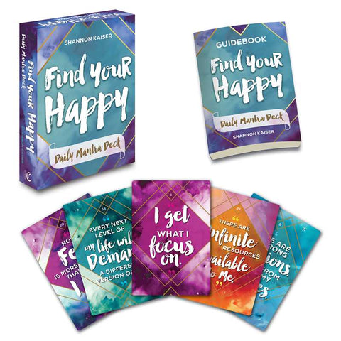 Find Your Happy Daily Mantra Deck | Inspiration & Motivation to Boost Self-Love & Banish Bad Vibes | 56 Affirmation Card Deck