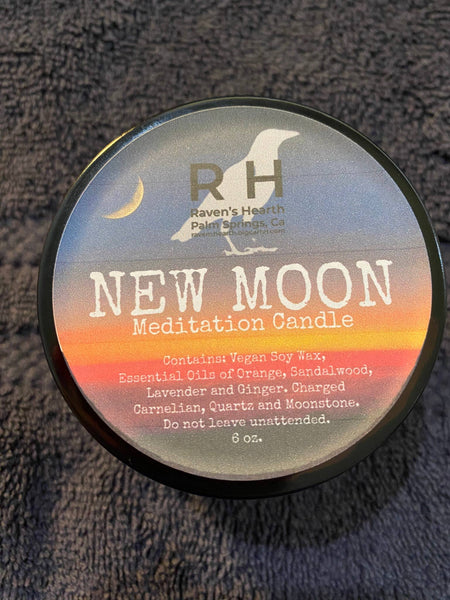 New Moon Candle | Crystals Vegan Soy 6 oz