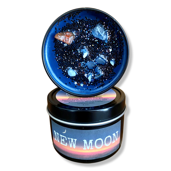 New Moon Candle | Crystals Vegan Soy 6 oz