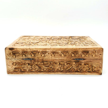 large floral carved wood box